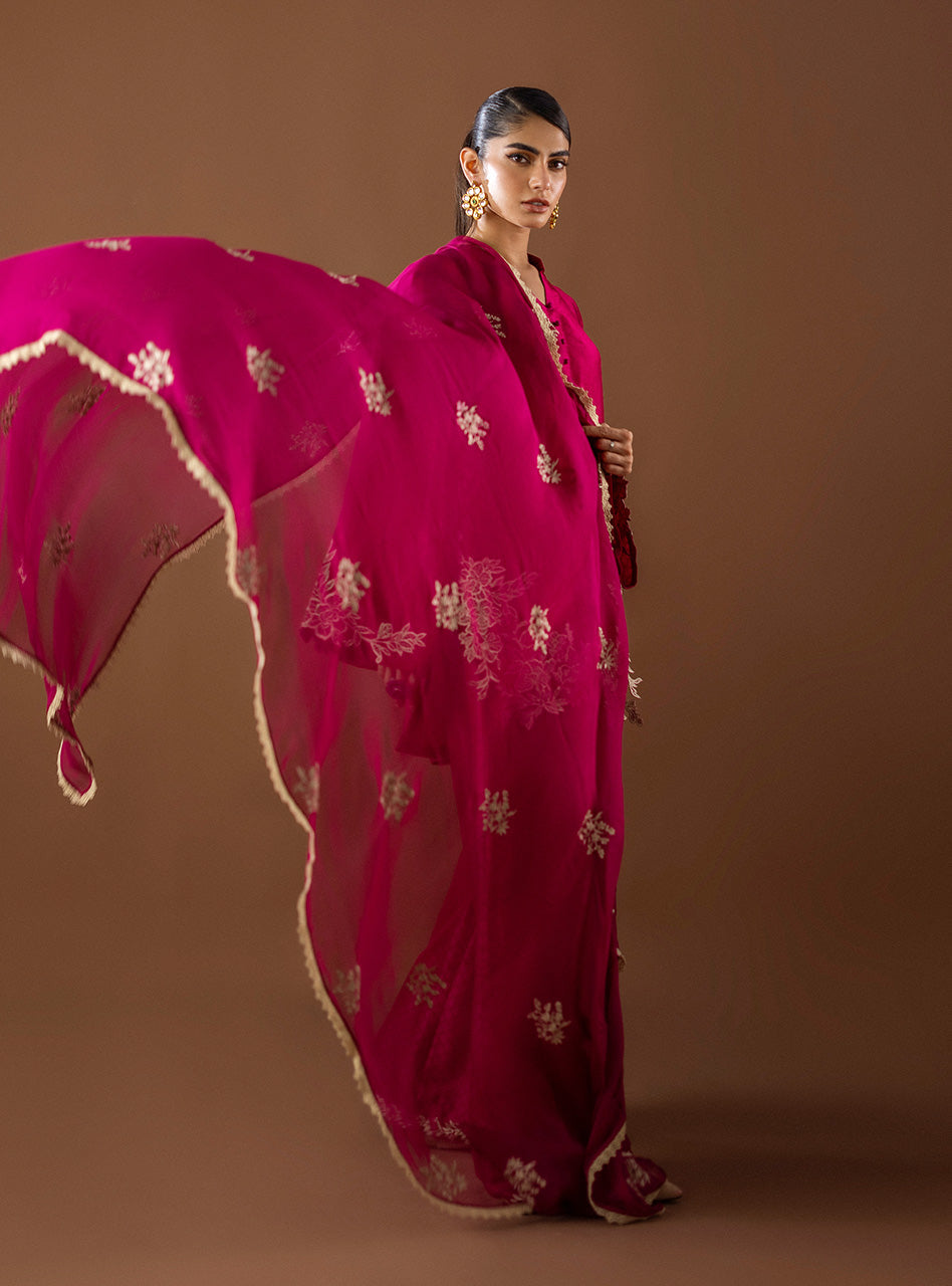Pink Cutwork Embroidered Self-Jacquard Salwar Kameez (3-Piece) - Image 7