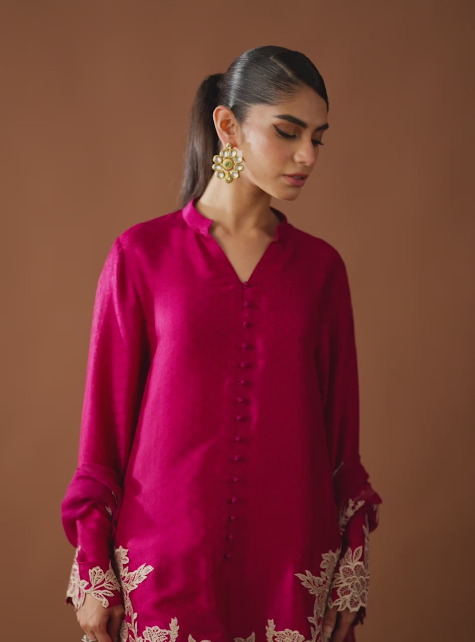 Pink Cutwork Embroidered Self-Jacquard Salwar Kameez (3-Piece) - Image 9