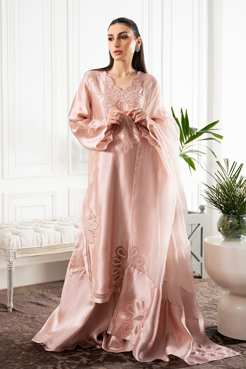 Dusty Pink Appliqué Sheesha Silk Salwar Kameez (3-Piece) - Image 7