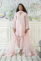 Pakistani Rose Pink Embellished Sheesha Silk Salwar Kameez (3-Piece) - Image 10