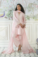 Pakistani Rose Pink Embellished Sheesha Silk Salwar Kameez (3-Piece) - Image 11