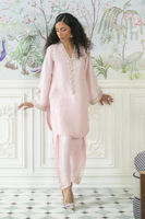 Pakistani Rose Pink Embellished Sheesha Silk Salwar Kameez (3-Piece) - Image 12