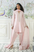 Pakistani Rose Pink Embellished Sheesha Silk Salwar Kameez (3-Piece) - Image 9