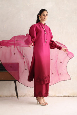 Magenta Ombre Embroidered Silk Salwar Kameez (3-Piece) - Image 1