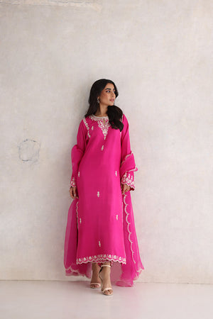Hot Pink Aari Embroidered Silk Salwar Kameez (3-Piece) - Image 2