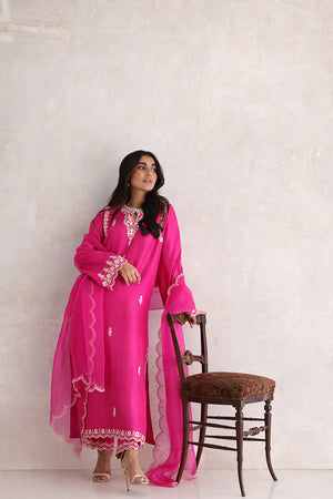 Hot Pink Aari Embroidered Silk Salwar Kameez (3-Piece) - Image 5