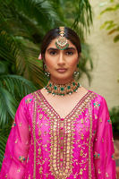 Magenta Antique Dabka Silk Kurta (2-Piece) - Image 3