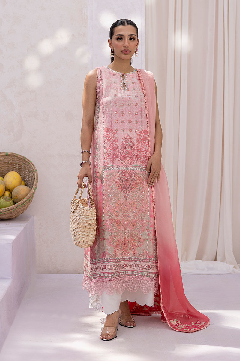 Pakistani Soft Pink Embroidered Silk Salwar Kameez (3-Piece) - Image 6