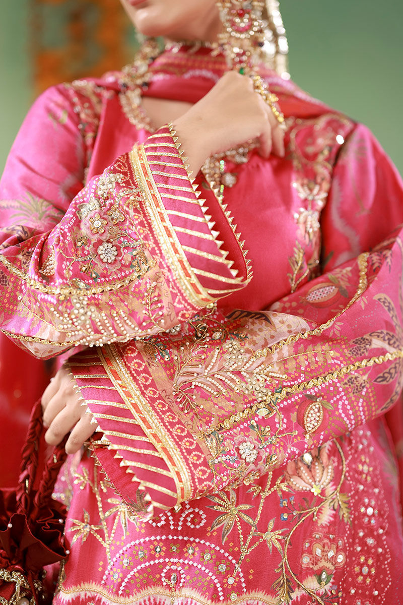 Pakistani Magenta Embellished Silk-Blend Kurta Set (3-Piece) - Image 8