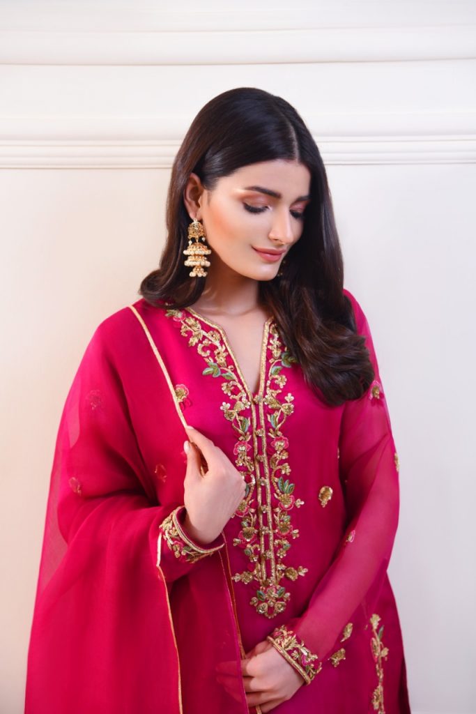 Ruby Pink Hand-Embellished Silk-Blend Kurta Set (3-Piece) - Image 2