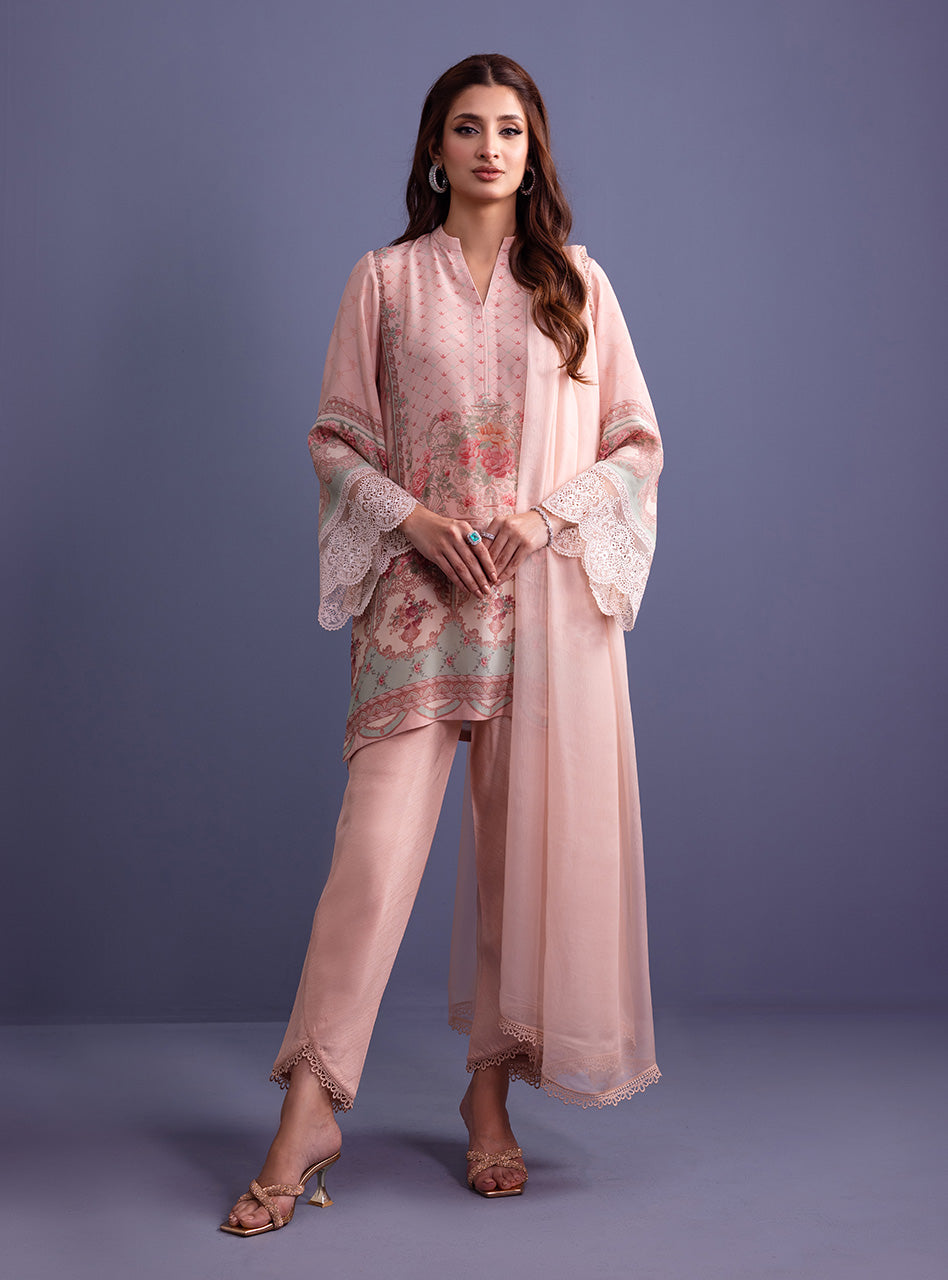 Blush Pink Embroidered Pure Silk Salwar Kameez (3-Piece) - Image 1