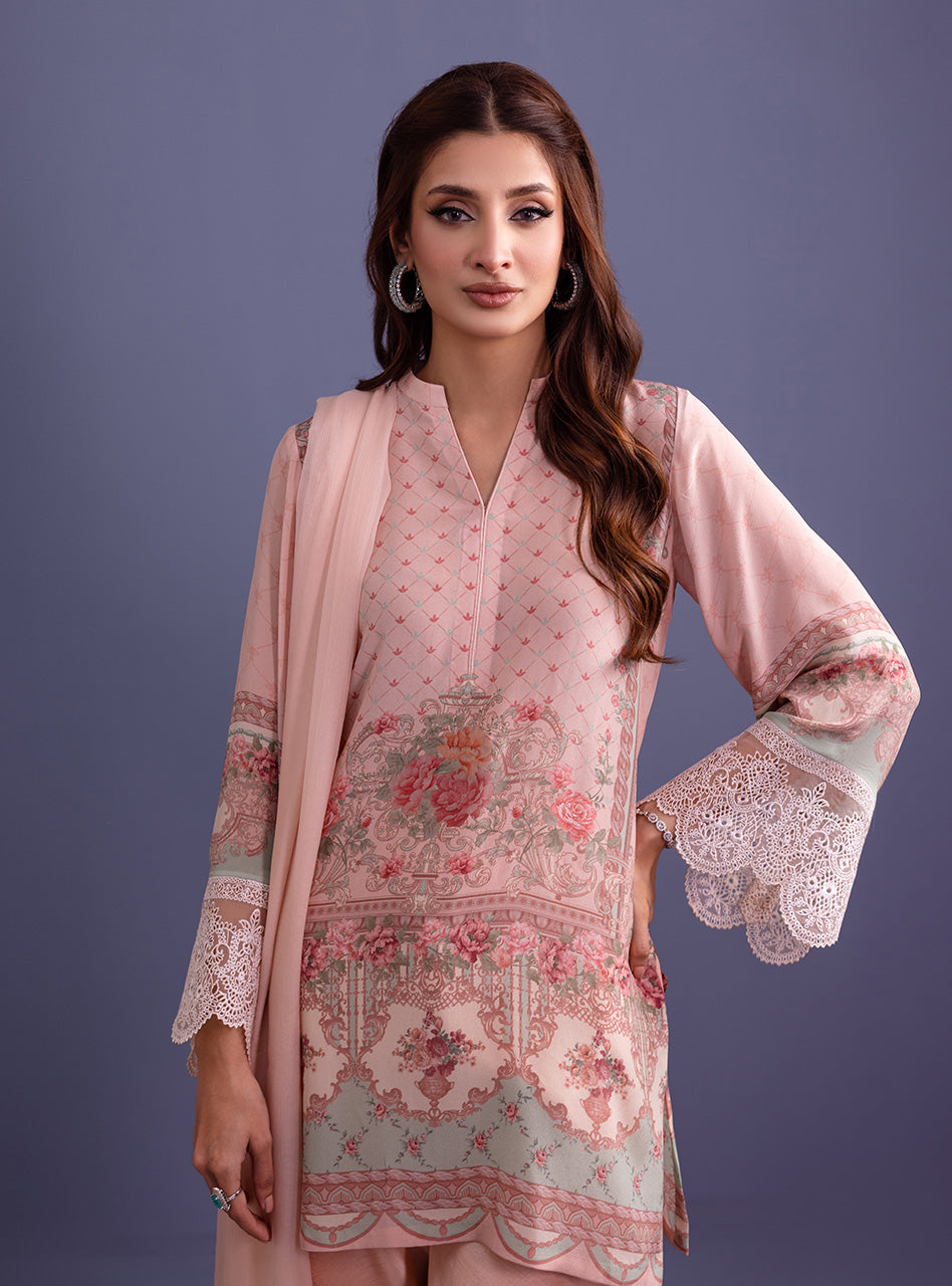 Blush Pink Embroidered Pure Silk Salwar Kameez (3-Piece) - Image 4