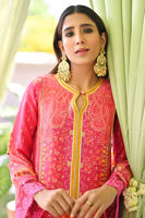 Pakistani Fuschia Pink Digital Printed Pure Silk Salwar Kameez (3-Piece) - Image 2