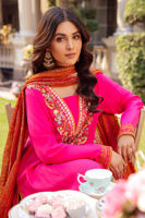 Fuschia Pink Embroidered Silk Salwar Kameez (3-Piece) - Image 6