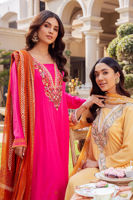 Fuschia Pink Embroidered Silk Salwar Kameez (3-Piece) - Image 7