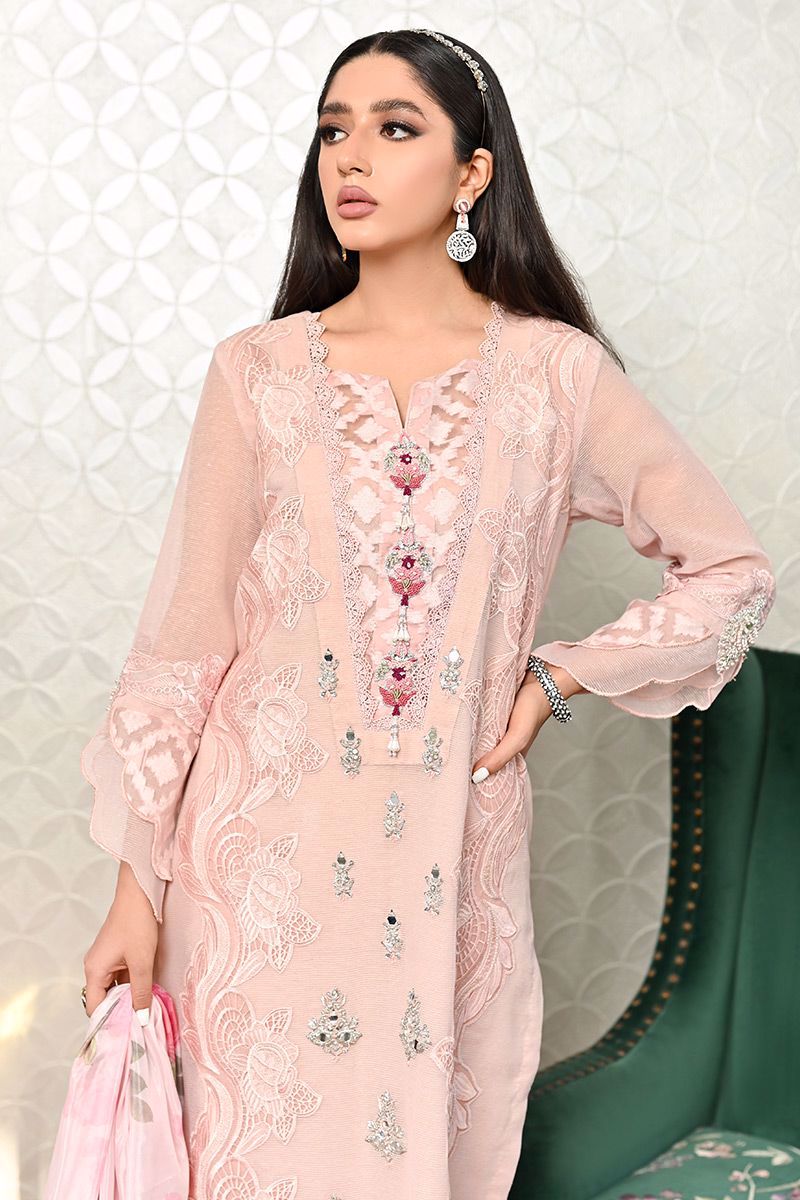 Pakistani Blush Pink Embroidered Silk Salwar Kameez (2-Piece) - Image 13