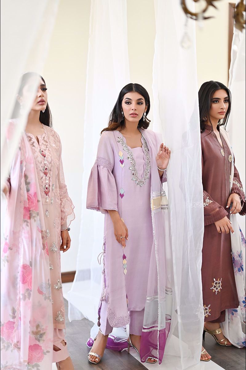 Pakistani Blush Pink Embroidered Silk Salwar Kameez (2-Piece) - Image 15