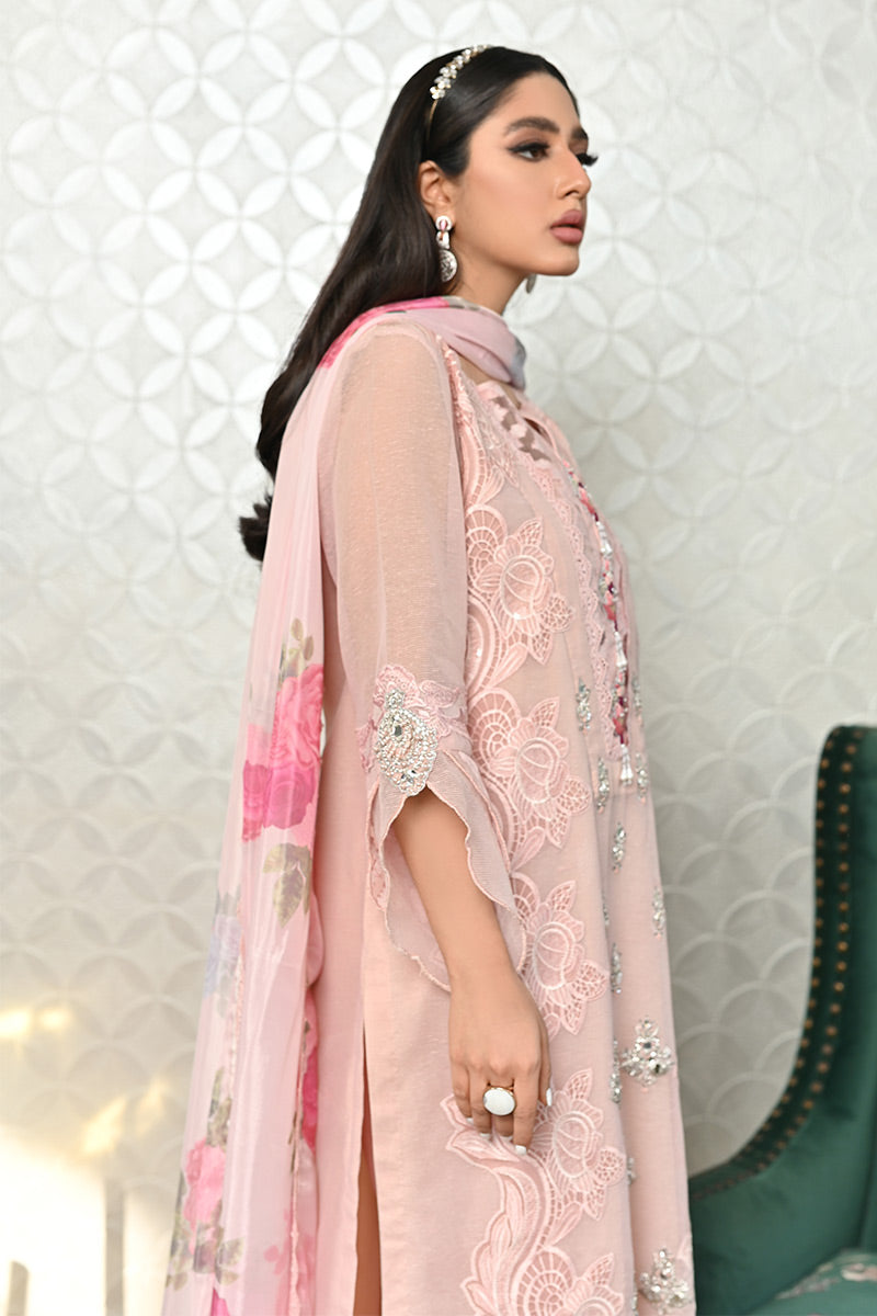 Pakistani Blush Pink Embroidered Silk Salwar Kameez (2-Piece) - Image 2