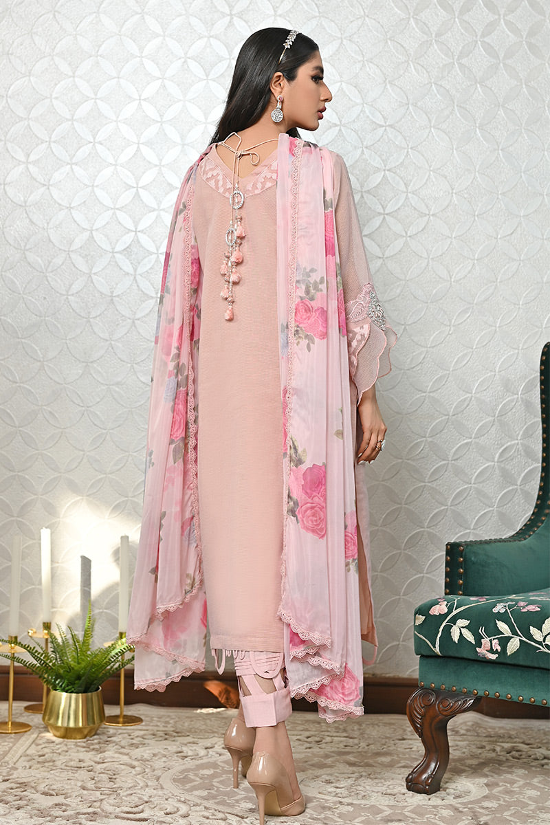Pakistani Blush Pink Embroidered Silk Salwar Kameez (2-Piece) - Image 5