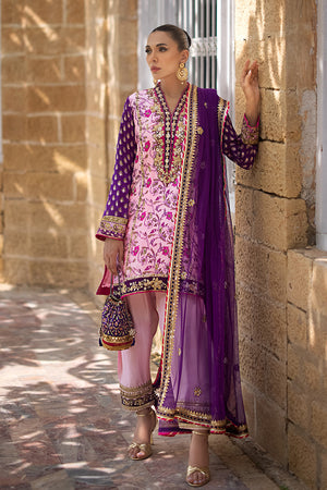 Pakistani Pink Handcrafted Silk Salwar Kameez (3-Piece) - Image 1
