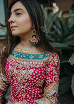 Pakistani Pink Gota Embroidered Chunri Silk Salwar Kameez (3-Piece) - Image 4