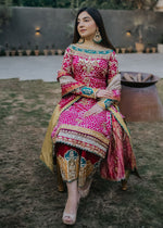 Pakistani Pink Gota Embroidered Chunri Silk Salwar Kameez (3-Piece) - Image 5