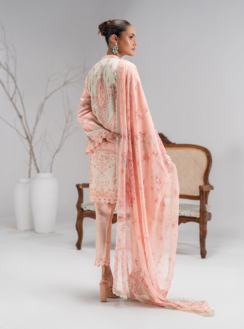 Blush Pink Digital Printed Silk Salwar Kameez (3-Piece) - Image 3