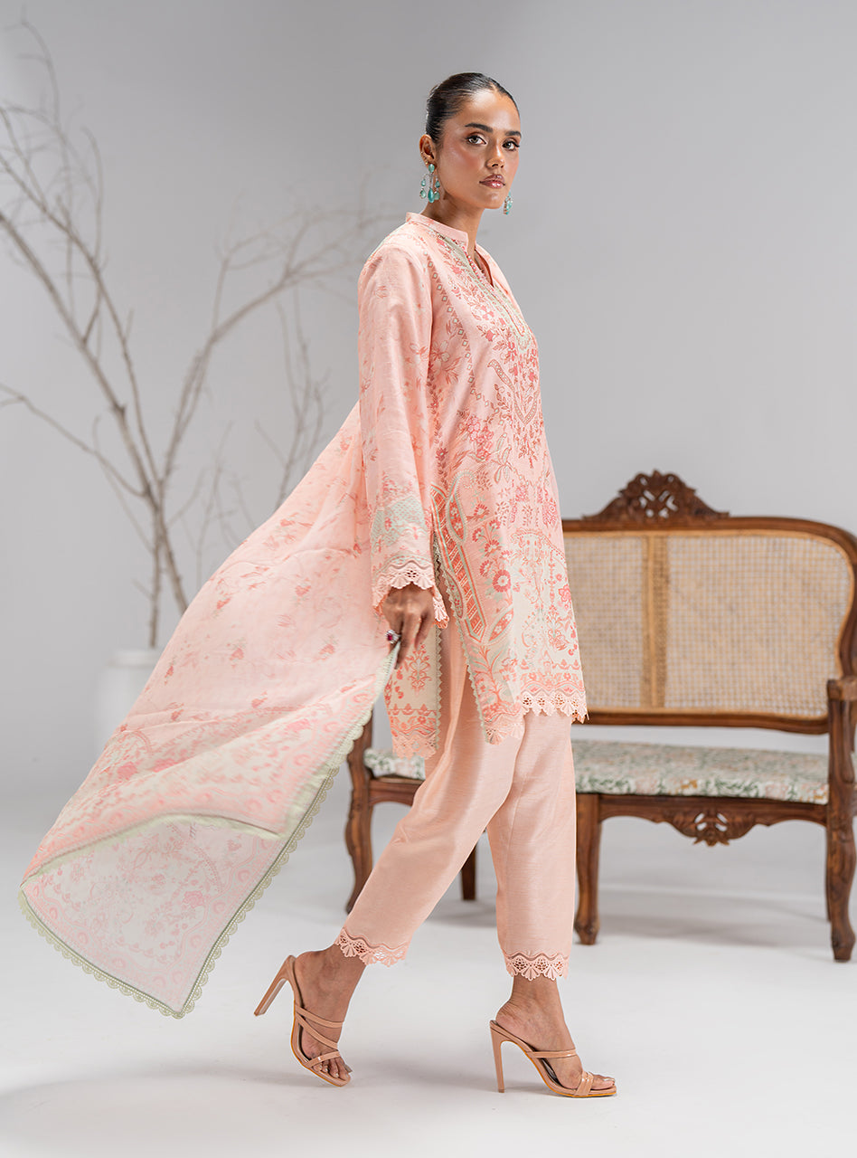 Blush Pink Digital Printed Silk Salwar Kameez (3-Piece) - Image 7