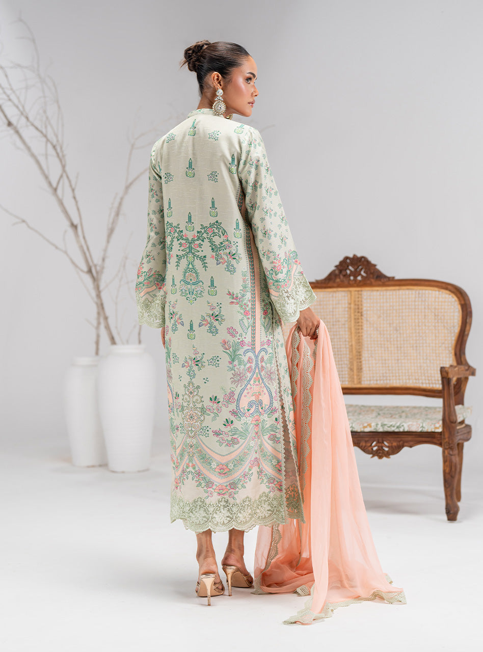 Pakistani Blush Pink & Mint Embellished Silk Salwar Kameez (3-Piece) - Image 5