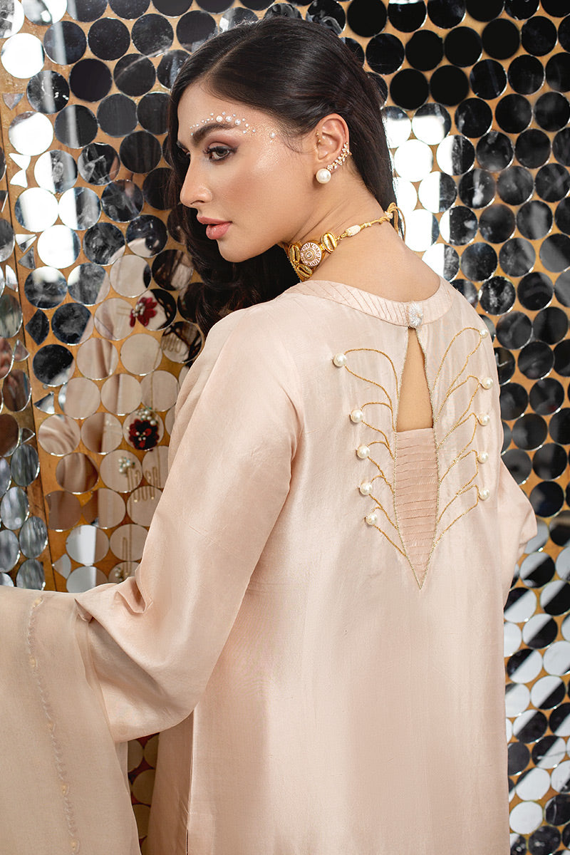 Pakistani Blush Embellished Silk Salwar Kameez (3-Piece) - Image 3