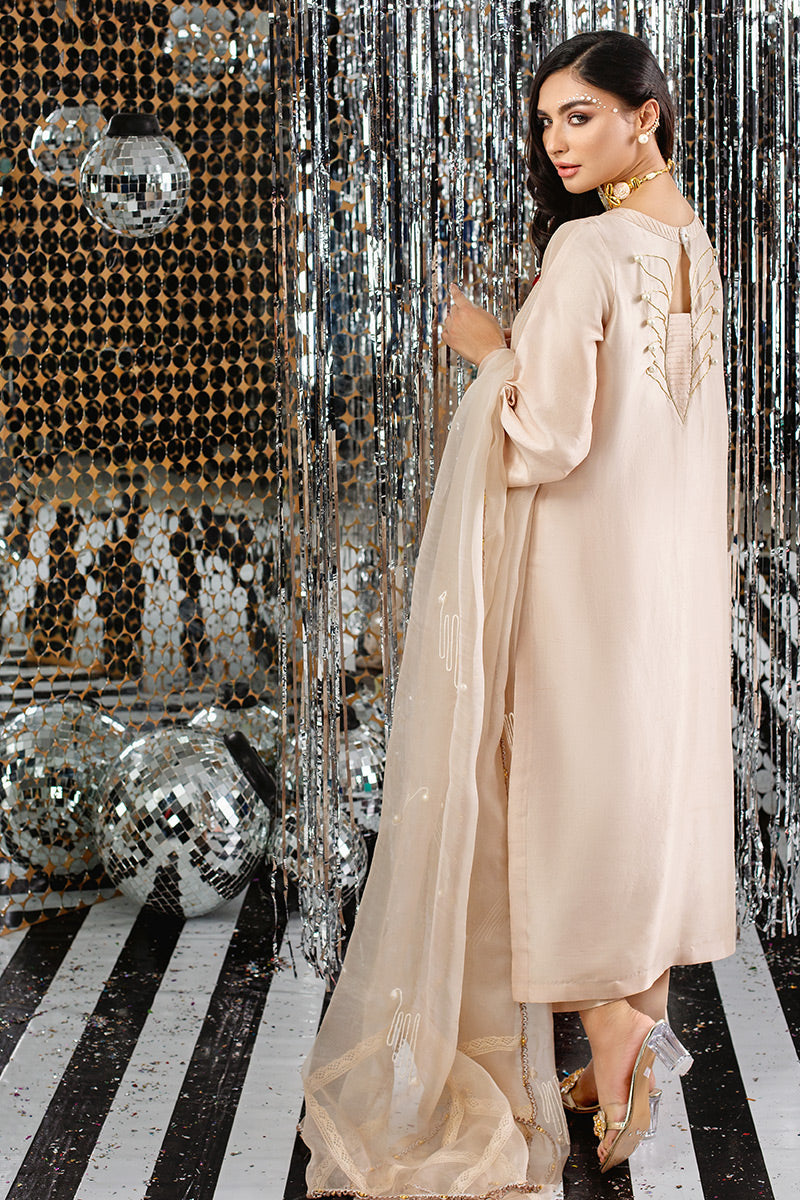 Pakistani Blush Embellished Silk Salwar Kameez (3-Piece) - Image 5