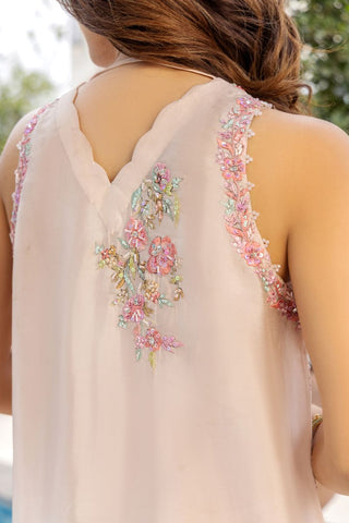 Pakistani Pastel Pink Embroidered Pure Silk Salwar Kameez (3-Piece) - Image 5