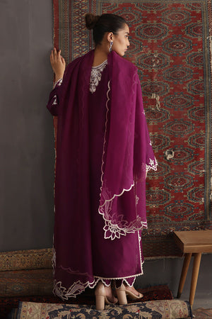 Pakistani Magenta Embroidered Silk Salwar Kameez (3-Piece) - Image 3