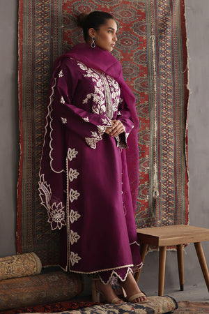 Pakistani Magenta Embroidered Silk Salwar Kameez (3-Piece) - Image 4