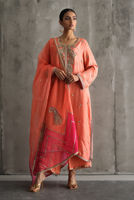 Pakistani Coral Zardozi Embroidered Silk Salwar Kameez (3-Piece) - Image 2