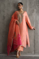Pakistani Coral Zardozi Embroidered Silk Salwar Kameez (3-Piece) - Image 5
