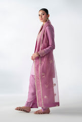 Shaded Pink Embroidered Tussle Silk Salwar Kameez (3-Piece) - Image 4
