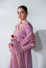 Shaded Pink Embroidered Tussle Silk Salwar Kameez (3-Piece) - Image 7