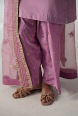 Shaded Pink Embroidered Tussle Silk Salwar Kameez (3-Piece) - Image 9