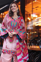 Pink Embroidered Velvet Salwar Kameez (3-Piece) - Image 3