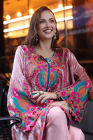 Pink Embroidered Velvet Salwar Kameez (3-Piece) - Image 5