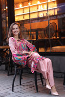 Pink Embroidered Velvet Salwar Kameez (3-Piece) - Image 7