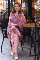 Pink Embroidered Velvet Salwar Kameez (3-Piece) - Image 9