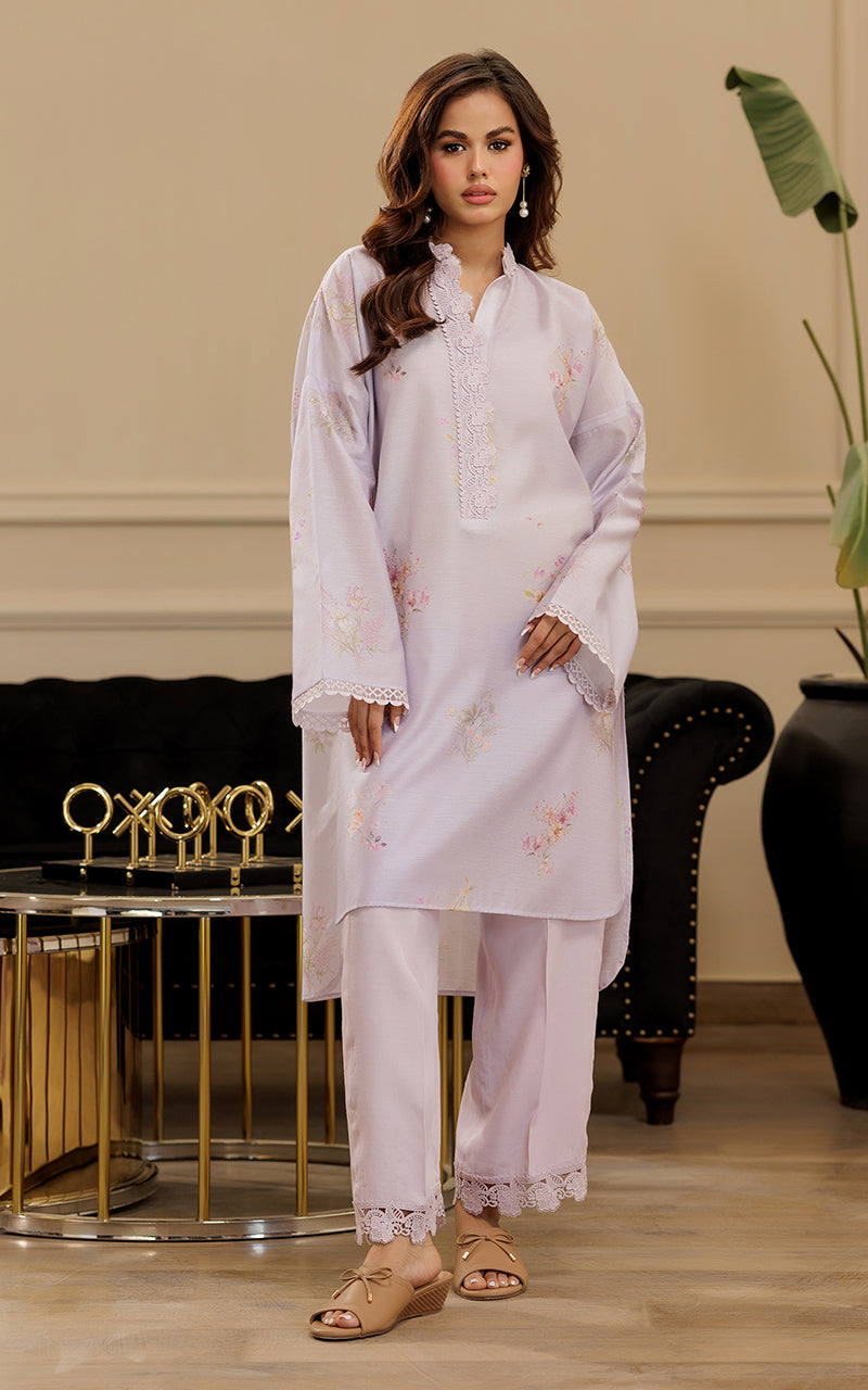 Lilac Printed Viscose Silk Salwar Kameez (2-Piece) - Image 1