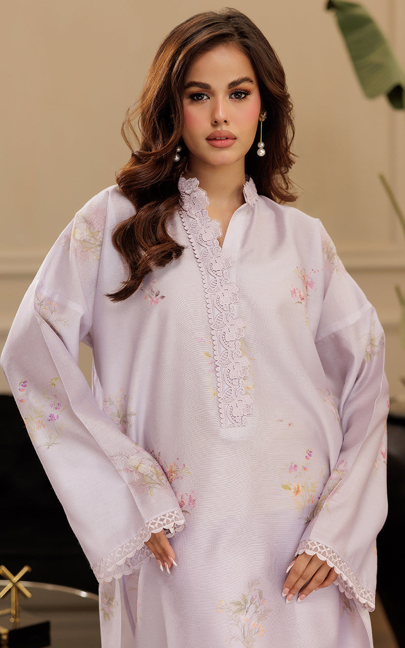 Lilac Printed Viscose Silk Salwar Kameez (2-Piece) - Image 4