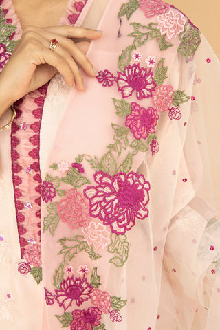 Blush Pink Embroidered Viscose Salwar Kameez (3-Piece) - Image 6