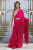 Magenta Silk Saree with Floral Blouse (2-Piece) - Image 2