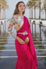 Magenta Silk Saree with Floral Blouse (2-Piece) - Image 4