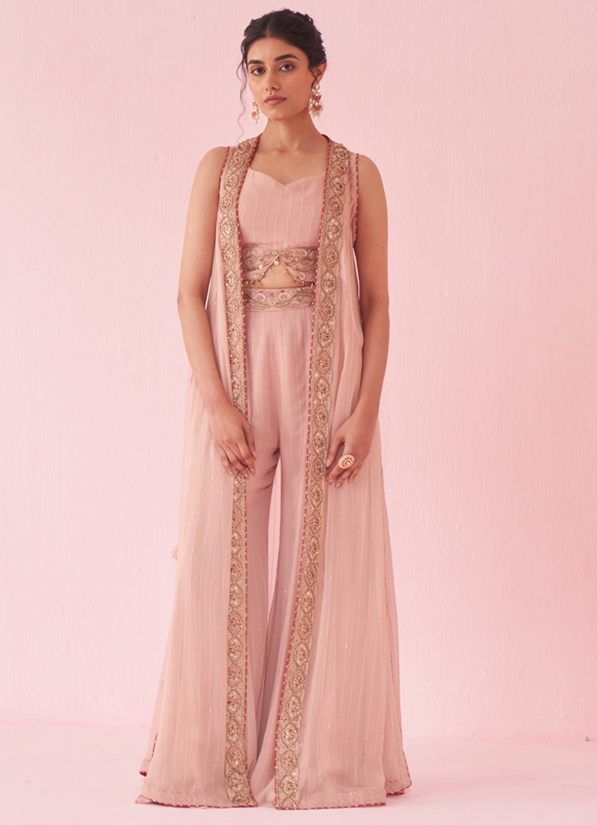 Blush Pink Embroidered Sharara Set (3-Piece) - Image 2