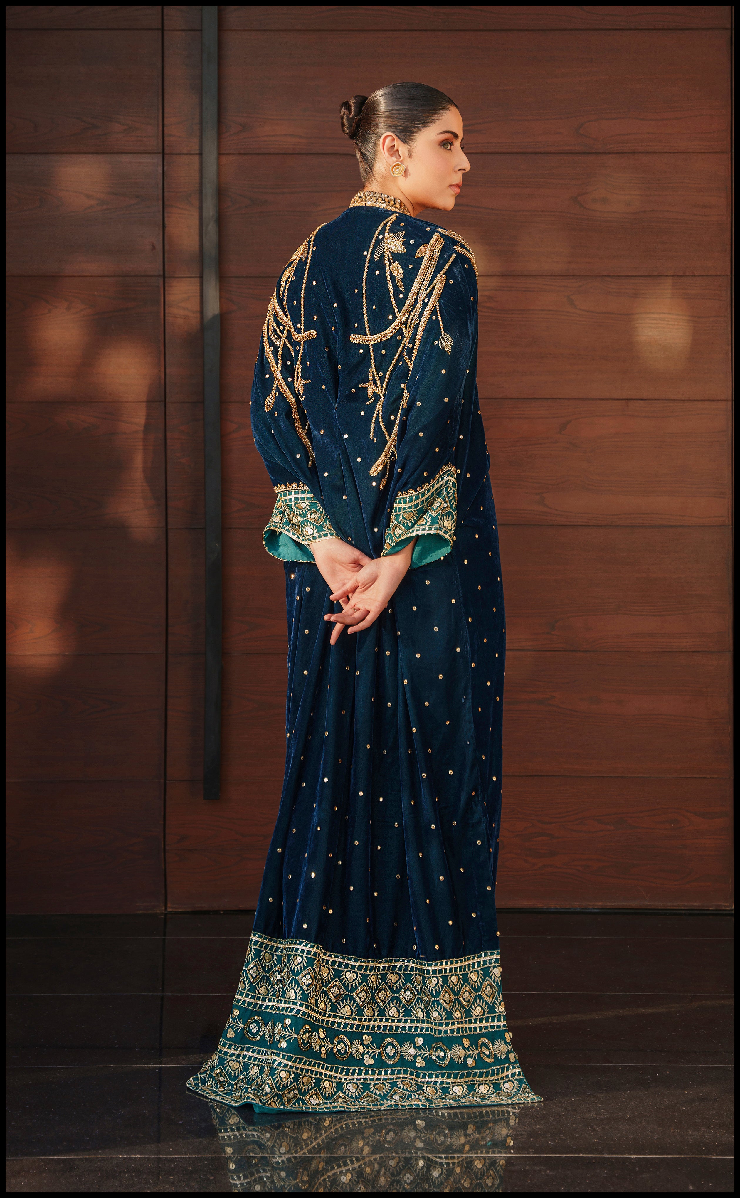 Fuchsia Mirror Work Raw Silk Sharara (3-Piece) - Image 4